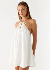 Soft Breeze Linen Mini Dress - White