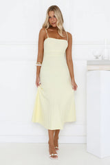 Tennis Club Knit Pleated Midi Dress Yellow