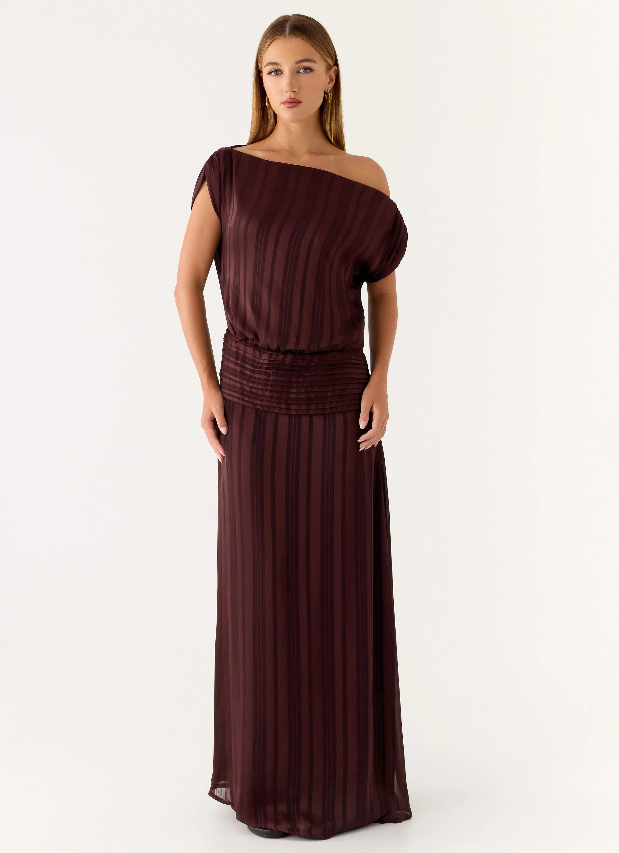Rexi One Shoulder Maxi Dress - Aubergine Gleam