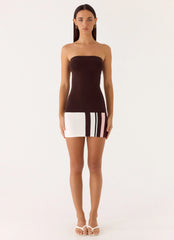 Straight Lines Knit Mini Dress - Chocolate