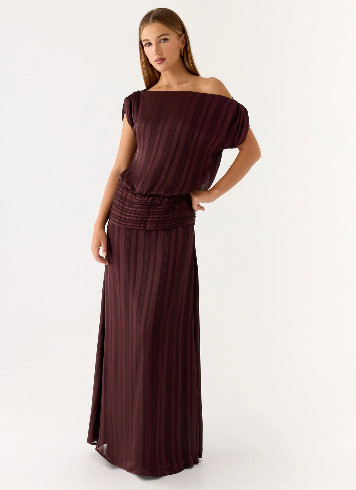 Rexi One Shoulder Maxi Dress - Aubergine Gleam