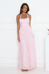Magnetic Luxe Halter Maxi Dress Pink