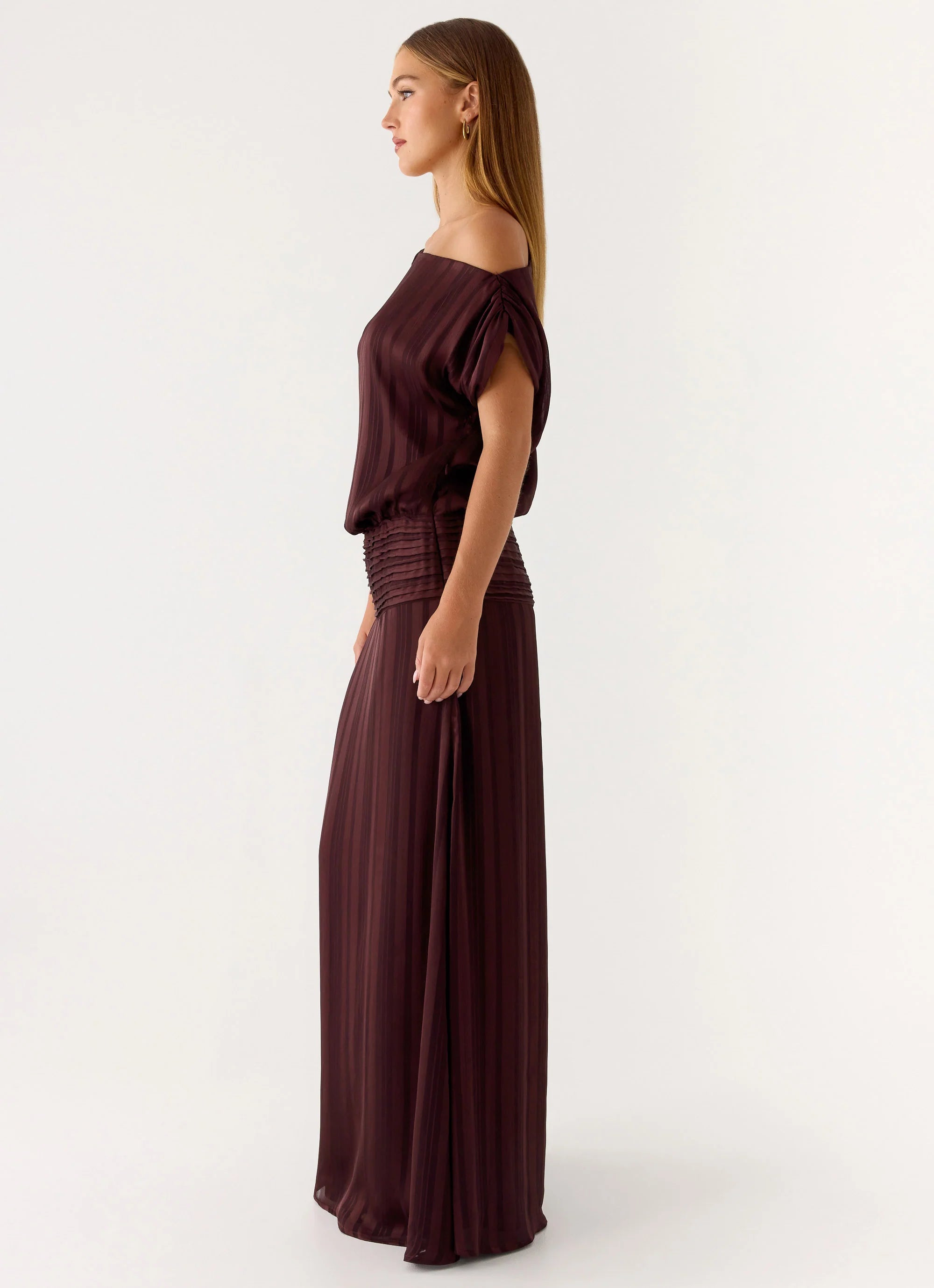 Rexi One Shoulder Maxi Dress - Aubergine Gleam