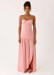Clemence Bustier Maxi Dress - Coral